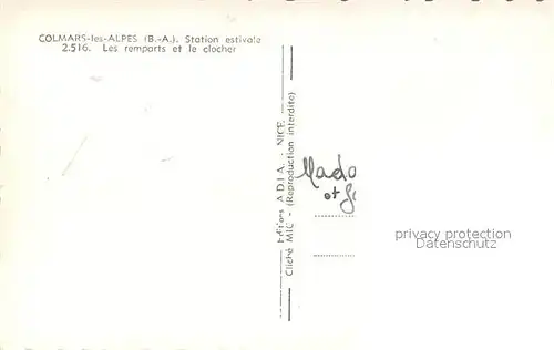 AK / Ansichtskarte Colmars_les_Alpes Les remparts et le clocher 