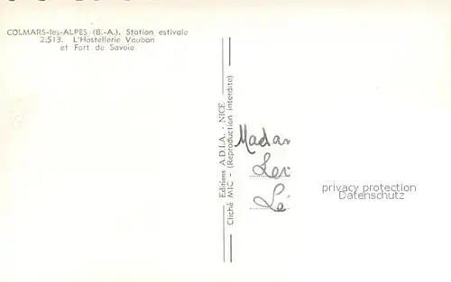 AK / Ansichtskarte Colmars_les_Alpes Hostellerie Vauban et Fort de Savoie 