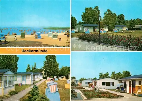 AK / Ansichtskarte Ueckermuende_Mecklenburg_Vorpommern Badestrand am kleinen Haff Ferienzentrum Bellin Feriensiedlung Freies Kuba Bungalows Ueckermuende_Mecklenburg