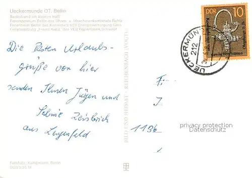 AK / Ansichtskarte Ueckermuende_Mecklenburg_Vorpommern Badestrand am kleinen Haff Ferienzentrum Bellin Feriensiedlung Freies Kuba Bungalows Ueckermuende_Mecklenburg