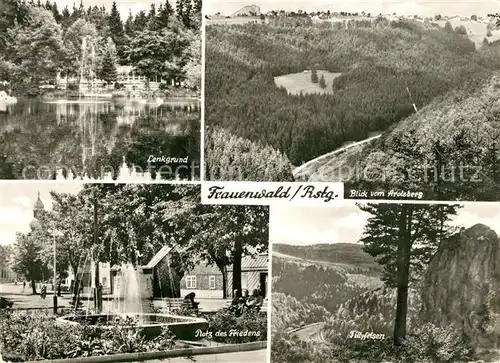 AK / Ansichtskarte Frauenwald_Thueringen Lenkgrund Teich Landschaftspanorama Blick vom Arolsberg Tillyfelsen Platz des Friedens Frauenwald Thueringen