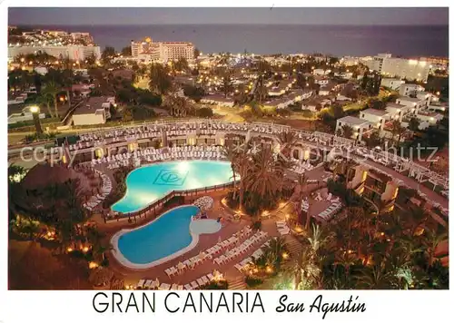 AK / Ansichtskarte San_Agustin_Gran_Canaria Hotelanlage mit Swimming Pool Nachtaufnahme San_Agustin_Gran_Canaria