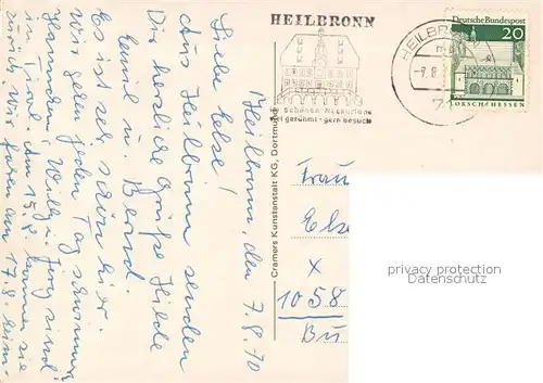 AK / Ansichtskarte Heilbronn_Neckar Harmonie Kilianskirche Schwimmbad Rathaus Stadtgarten Heilbronn Neckar