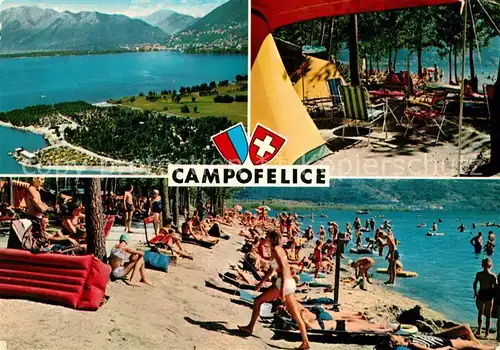 AK / Ansichtskarte Campofelice Campingplatz Badestrand Lago Maggiore Alpen Campofelice