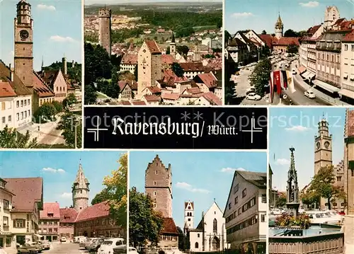 AK / Ansichtskarte Ravensburg_Wuerttemberg Teilansichten Altstadt Stadttuerme Ravensburg Wuerttemberg