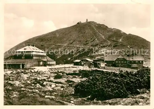 AK / Ansichtskarte Schneekoppe_Snezka Schlesierhaus und Riesenbaude Schneekoppe Snezka