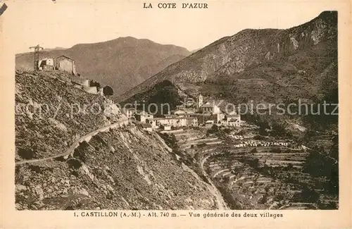 AK / Ansichtskarte Castillon_Alpes Maritimes Vue generale des deux villages Castillon_Alpes Maritimes