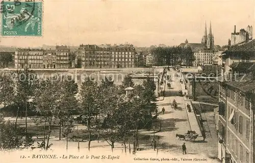 AK / Ansichtskarte Bayonne_Pyrenees_Atlantiques La Place et le Pont St Esprit Bayonne_Pyrenees