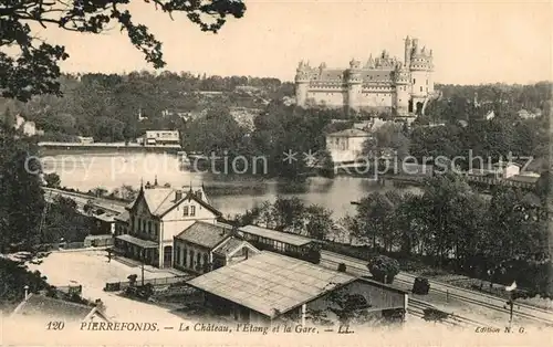 AK / Ansichtskarte Pierrefonds_Oise Le Chateau lEtang et la Gare Pierrefonds Oise