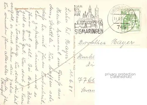 AK / Ansichtskarte Sigmaringen Ortsansicht Sigmaringen