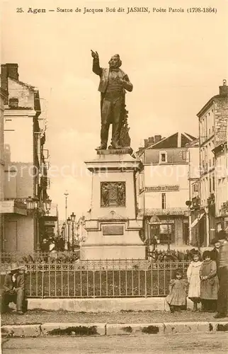 AK / Ansichtskarte Agen_Lot_et_Garonne Statue de Jacques Boe dit Jasmit Agen_Lot_et_Garonne