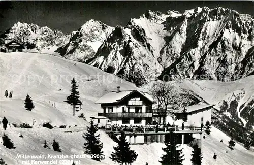 AK / Ansichtskarte Mittenwald_Bayern Kranzberghaus mit Karwendel Mittenwald Bayern