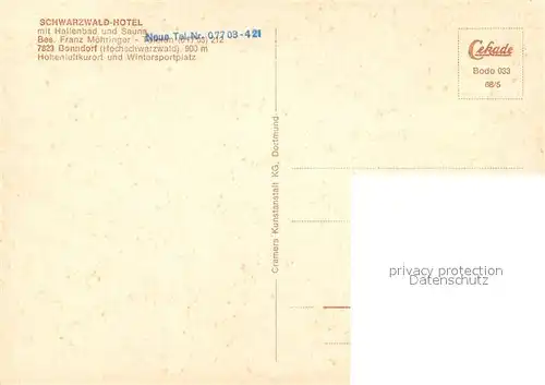 AK / Ansichtskarte Bonndorf_Schwarzwald Schwarzwald Hotel Bonndorf Schwarzwald