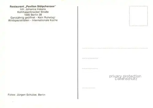 AK / Ansichtskarte Berlin Restaurant Pavillion St?lpchensee Berlin