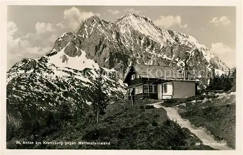 AK / Ansichtskarte St_Anton_Kranzberg Berghuette gegen Wettersteinwand Serie Deutsche Heimatbilder Huber Postkarte Nr. 383 St_Anton_Kranzberg