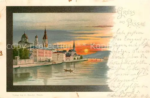 AK / Ansichtskarte Passau im Mondschein Litho Passau