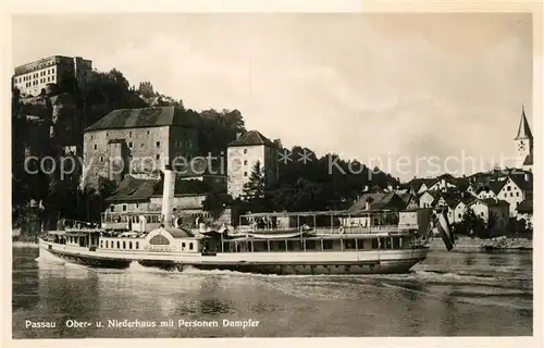 AK / Ansichtskarte Passau Ober  und Niederhaus mit Personendampfer Passau