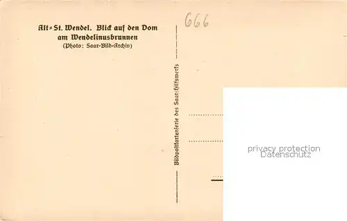 AK / Ansichtskarte Alt_St_Wendel Blick auf den Dom am Wendelinusbrunnen Pferdetraenke Alt_St_Wendel