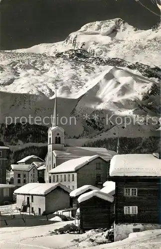 AK / Ansichtskarte Saas Fee Kirche mit Alphubel Saas Fee