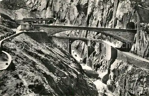 AK / Ansichtskarte Teufelsbruecke Restaurant Teufelsbruecke mit Neue und alte Teufelsbruecke Teufelsbruecke