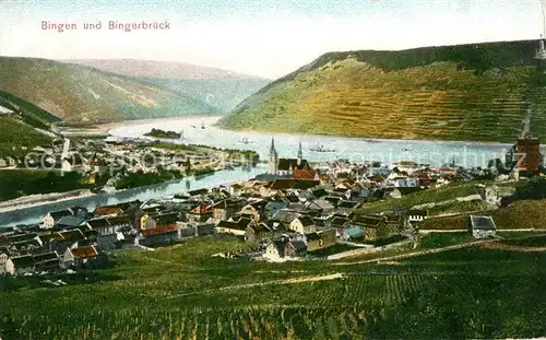AK / Ansichtskarte Bingen_Rhein mit Bingerbrueck Bingen Rhein