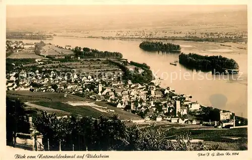 AK / Ansichtskarte Ruedesheim_Rhein Blick vom Nationaldenkmal Ruedesheim Rhein