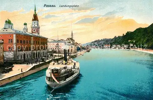 AK / Ansichtskarte Passau Landungsplatz Fahrgastschiff Passau