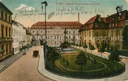 AK / Ansichtskarte Trier Kornmarkt mit Rathaus und Post Trier