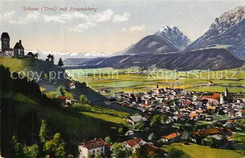 AK / Ansichtskarte Schwaz_Tirol Gesamtansicht mit Alpenpanorama Photochromiekarte Nr. 13203 Schwaz Tirol