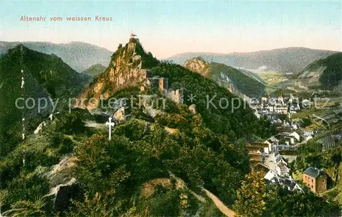 AK / Ansichtskarte Altenahr Panorama Weisses Kreuz Burgruine Altenahr