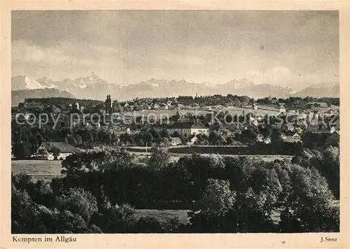 AK / Ansichtskarte Kempten_Allgaeu Gesamtansicht mit Alpenpanorama Kupfertiefdruck Kempten Allgaeu