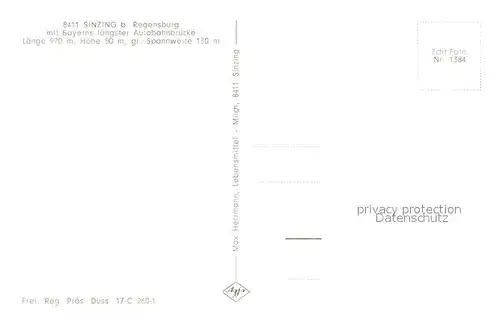 AK / Ansichtskarte Sinzing_Oberpfalz mit Bayerns laengster Autobahnbruecke Fliegeraufnahme Sinzing Oberpfalz