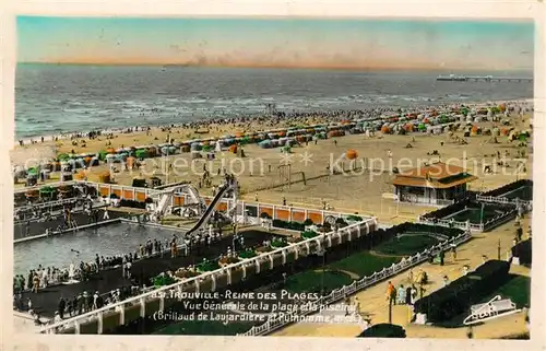 AK / Ansichtskarte Trouville sur Mer Vue generale de la plage et la piscine Reine des Plages Trouville sur Mer