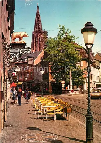 AK / Ansichtskarte Freiburg_Breisgau Oberlinden Gasthaus Zum Baeren Blick zum Muenster Freiburg Breisgau