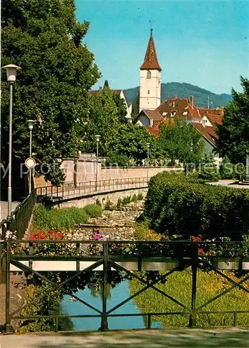 AK / Ansichtskarte Muellheim_Baden Partie am Klemmbach Blick zur Kirche Muellheim_Baden