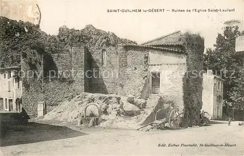 AK / Ansichtskarte Saint Guilhem le Desert Ruines de lEglise Saint Laurent Saint Guilhem le Desert