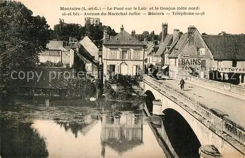 AK / Ansichtskarte Montoire sur le Loir Pont sur le Loir et le Donjon Avenue du Marechal Joffre Montoire sur le Loir