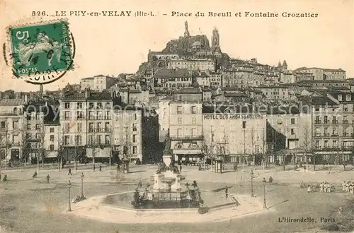 AK / Ansichtskarte Le_Puy en Velay Place du Breuil et Fontaine Crozatier Le_Puy en Velay