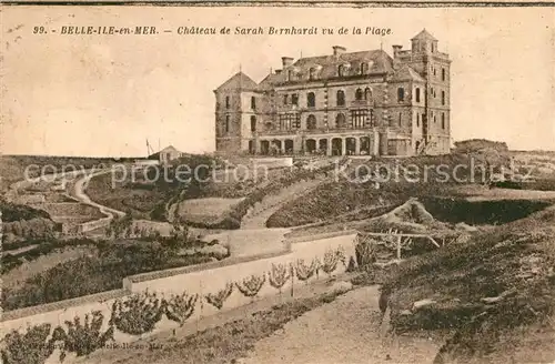 AK / Ansichtskarte Belle Ile en Mer Chateau de Sarah Bernhardt vu de la plage Belle Ile en Mer