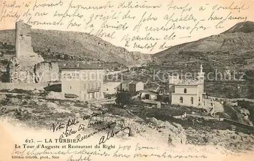 AK / Ansichtskarte La_Turbie Tour d Auguste et Restaurant du Righi La_Turbie