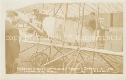 AK / Ansichtskarte Flugzeuge_Zivil 35 HP Anzani Caudron Biplane Flugpionier Sydney Pickles  