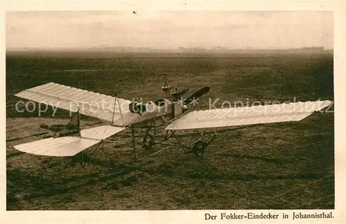AK / Ansichtskarte Flugzeuge_Zivil Flugpionier Fokker Eindecker Johannisthal  