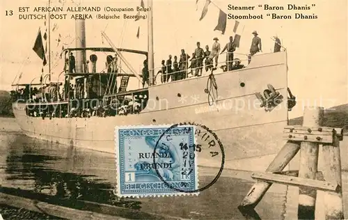 AK / Ansichtskarte Schiffe_Ships_Navires Steamer Baron Dhanis Congo Belge 
