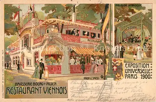 AK / Ansichtskarte Exposition_Universelle_Paris_1900 Restaurant Viennois Litho Brasserie Pilsen 
