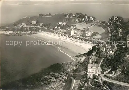 AK / Ansichtskarte Perros Guirec Plage de Trestrignel et Pointe du Chateau vue aerienne Perros Guirec