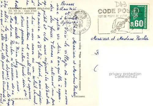 AK / Ansichtskarte Craponne sur Arzon Vue generale aerienne Craponne sur Arzon