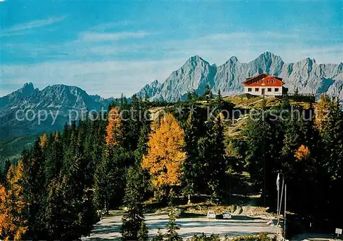 AK / Ansichtskarte Hochwurzen_Rohrmoos Hochwurzenhuette Berghaus mit Dachsteinsuedwaenden und Bischofsmuetze 