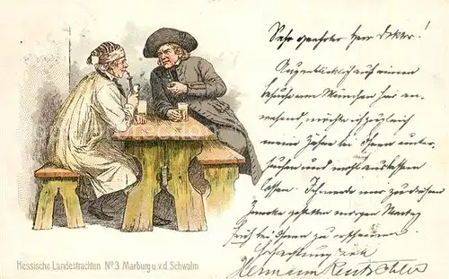 AK / Ansichtskarte Trachten_Hessen Marburg Schwalm Litho 