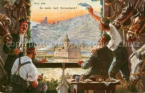 AK / Ansichtskarte Thiele_Arthur Ade Heimatland Soldaten Pferde  