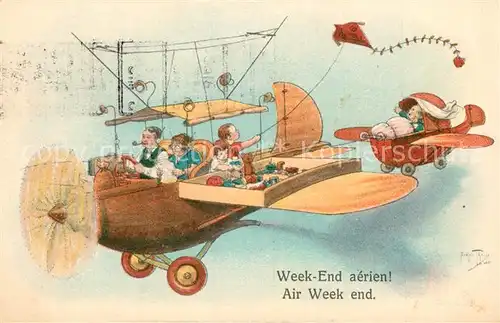 AK / Ansichtskarte Thiele_Arthur Week End aerien Flugzeug Drachen  